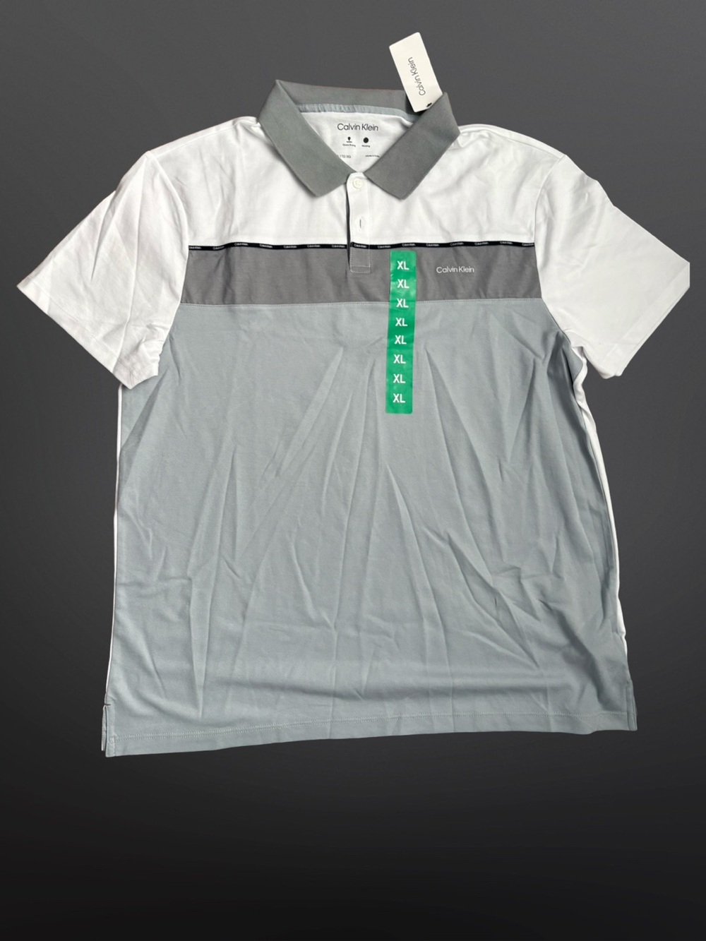 Calvin Klein Men’s Colorblock Polo Shirt - White & Gray size XL